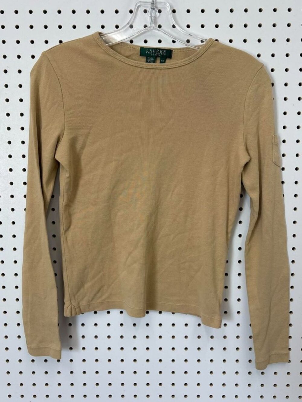 Lauren Ralph Lauren Petite Tan Long Sleeve Cotton Shirt P/P